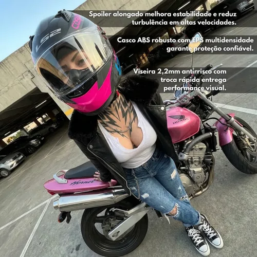 Capacete Fechado LS2 FF358 Pro Modok Preto Rosa
