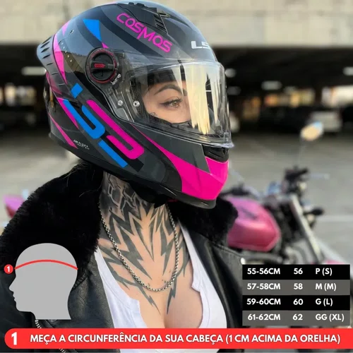 Capacete Fechado LS2 FF358 Pro Modok Preto Rosa