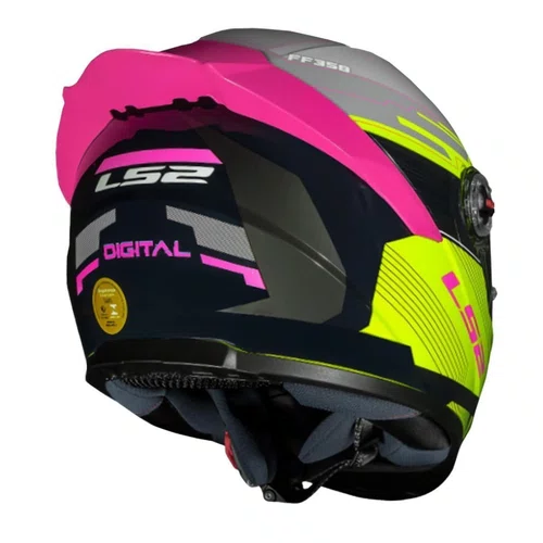 Capacete Fechado LS2 FF358 S Digital Preto Amarelo Original