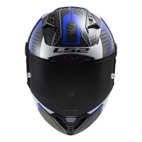 Capacete Fechado Ls2 Ff805 Thunder Carbon Racing 1 Preto Branco Azul