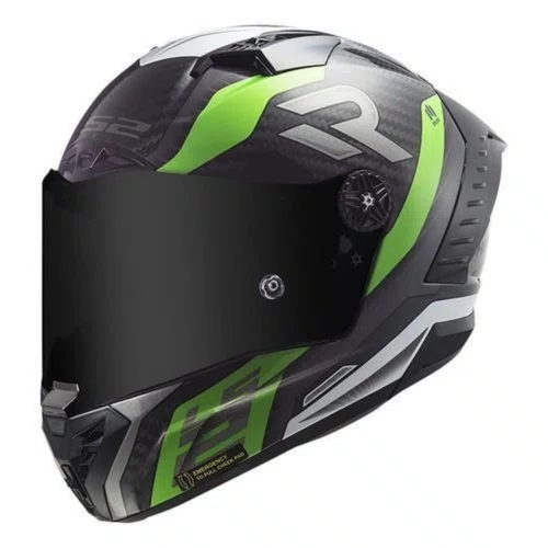 Capacete Fechado Ls2 Ff805 Thunder Carbon Supra Preto Verde Fluo