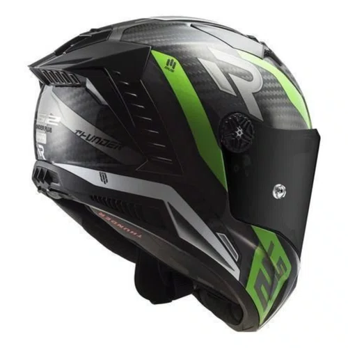 Capacete Fechado Ls2 Ff805 Thunder Carbon Supra Preto Verde Fluo