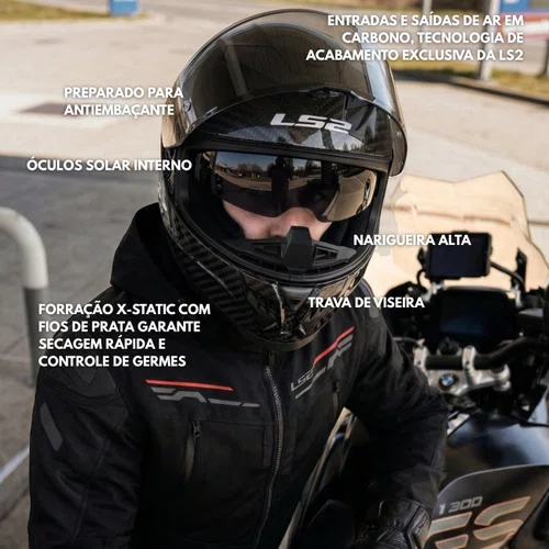 Capacete Fechado Ls2 FF807 Dragon Carbon Solid