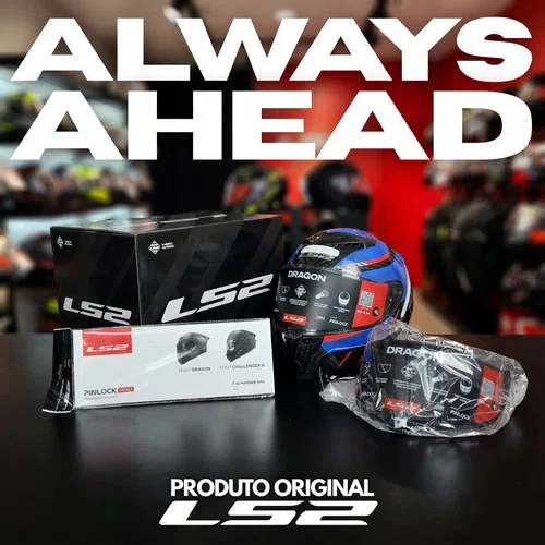 Capacete Fechado Ls2 FF807 Dragon Carbon Trax Azul Vermelho