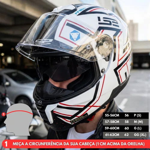Capacete Fechado LS2 FF808 Stream 2 Maze Branco Preto