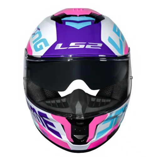 Capacete Fechado LS2 FF808 Stream 2 Race Branco Roxo