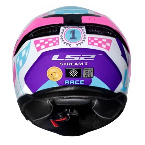 Capacete Fechado LS2 FF808 Stream 2 Race Branco Roxo