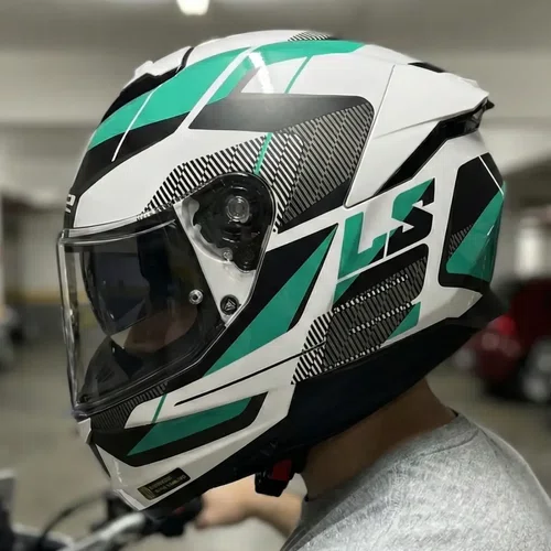 Capacete Fechado LS2 FF808 Stream 2 Road Branco Verde