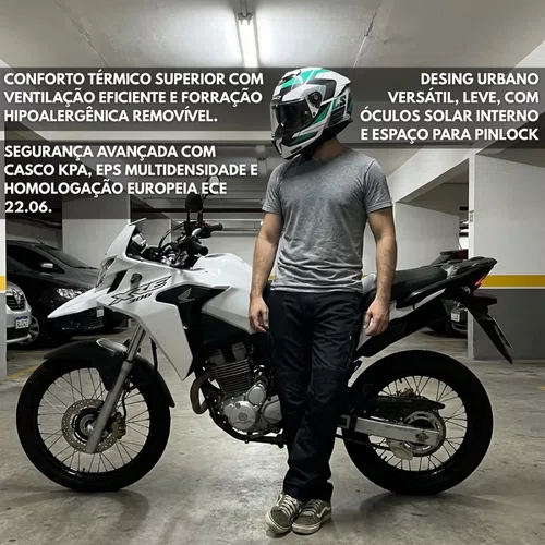 Capacete Fechado LS2 FF808 Stream 2 Road Branco Verde