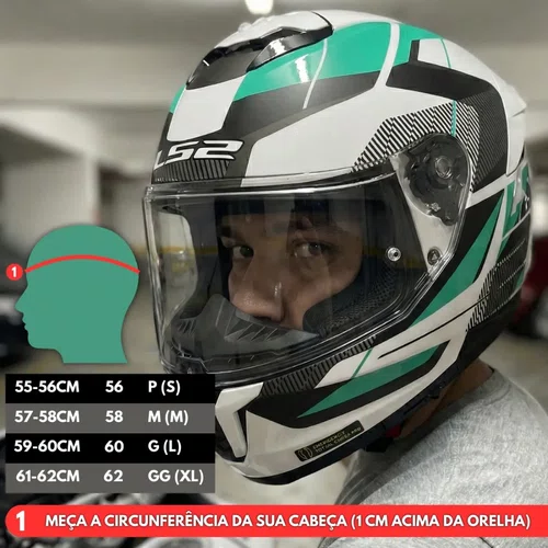 Capacete Fechado LS2 FF808 Stream 2 Road Branco Verde