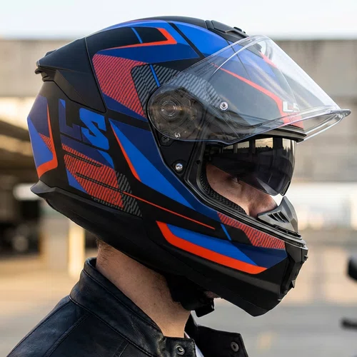 Capacete Fechado LS2 FF808 Stream 2 Road Titanium Fosco Vermelho
