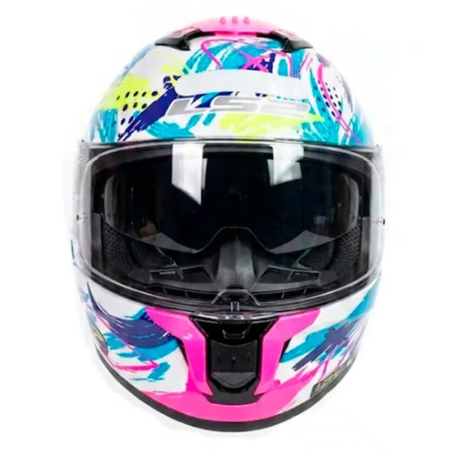 Capacete Fechado LS2 FF808 Stream 2 Scratches Branco Roxo Fosco
