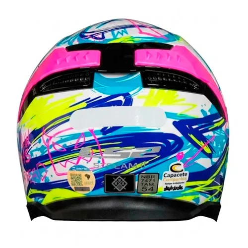 Capacete Fechado LS2 FF808 Stream 2 Scratches Branco Roxo Fosco
