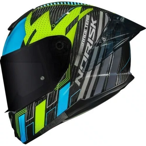 Capacete Fechado Norisk Carbon R Team Amarelo Azul Premium
