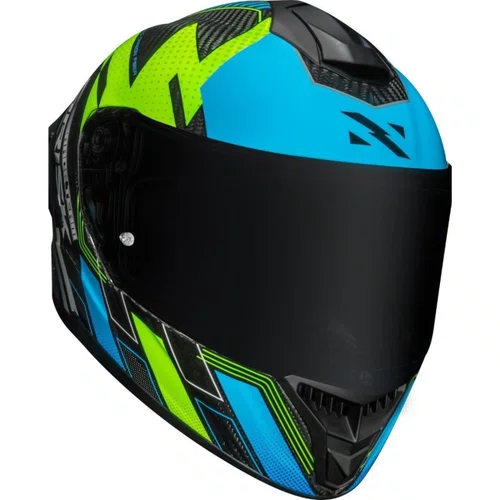 Capacete Fechado Norisk Carbon R Team Amarelo Azul Premium