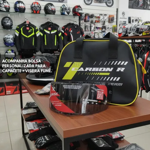 Capacete Fechado Norisk Carbon R Team Amarelo Azul Premium
