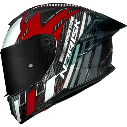 Capacete Fechado Norisk Carbon R Team Vermelho Branco