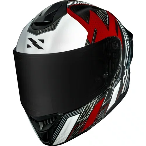 Capacete Fechado Norisk Carbon R Team Vermelho Branco