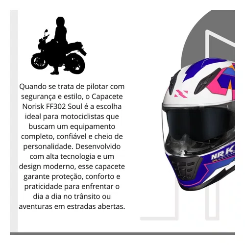 Capacete Fechado Norisk Ff302 Soul District Azul