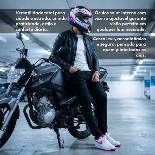 Capacete Fechado Norisk FF302 Soul Factor Branco Rosa
