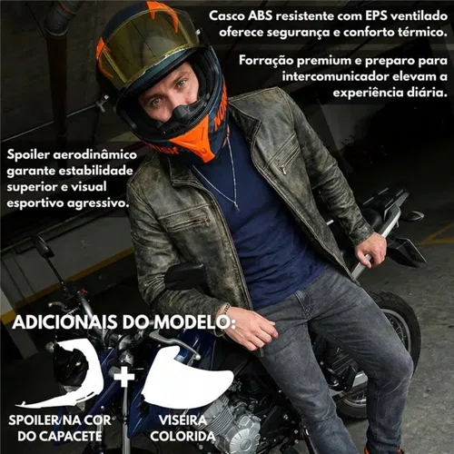 Capacete Fechado Norisk Flow Daytona Azul Fosco Laranja