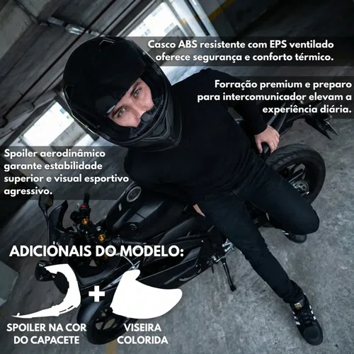 Capacete Fechado Norisk Flow Monocolor Preto Fosco