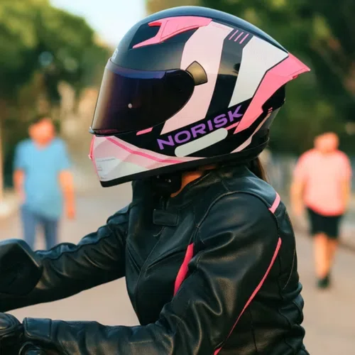 Capacete Fechado Norisk Flow Run Azul Rosa