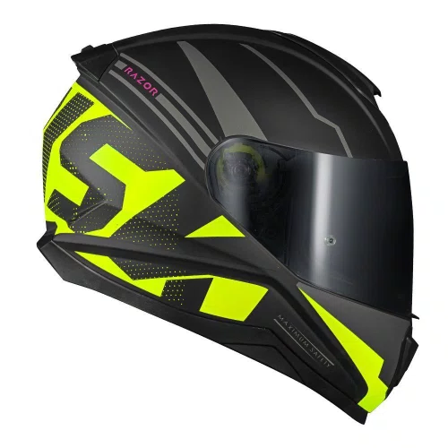 Capacete Fechado Norisk Razor Full Preto Amarelo Fosco Premium