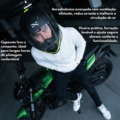 Capacete Fechado Norisk Razor Full Preto Amarelo Fosco Premium