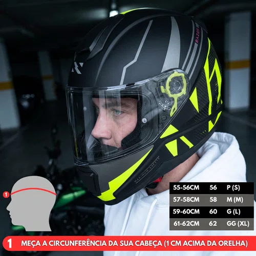 Capacete Fechado Norisk Razor Full Preto Amarelo Fosco Premium