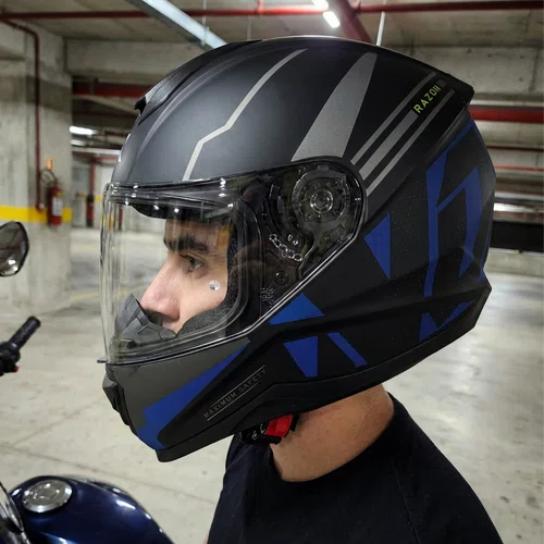 Capacete Fechado Norisk Razor Full Preto Azul Fosco