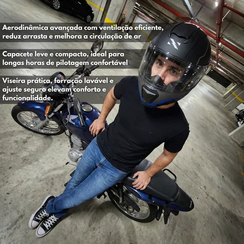 Capacete Fechado Norisk Razor Full Preto Azul Fosco