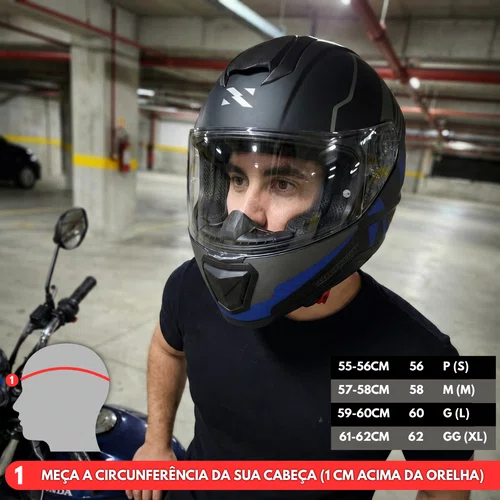 Capacete Fechado Norisk Razor Full Preto Azul Fosco