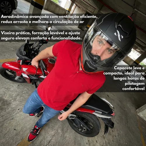 Capacete Fechado Norisk Razor Full Preto Vermelho Fosco