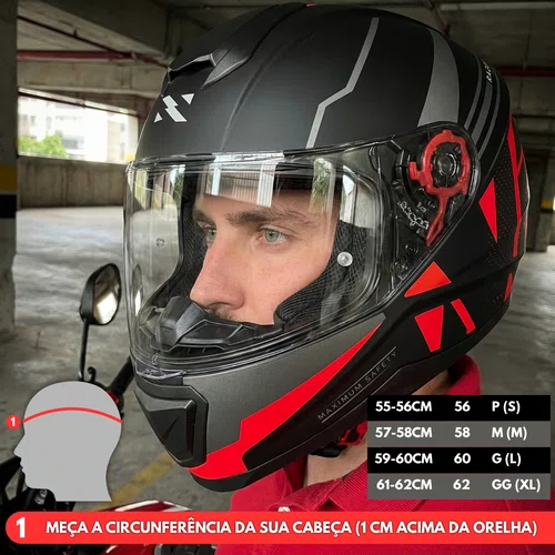 Capacete Fechado Norisk Razor Full Preto Vermelho Fosco