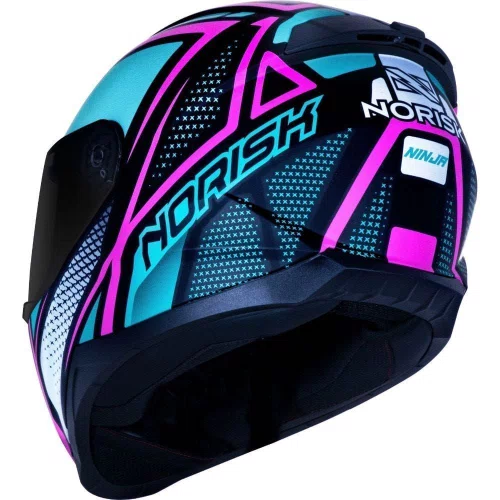 Capacete Fechado Norisk Razor Ninja Preto Pink Azul