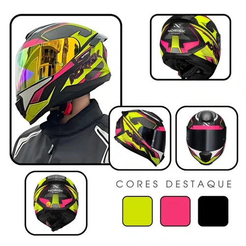 Capacete Fechado Norisk Razor Speedmax Fosco Amarelo Original