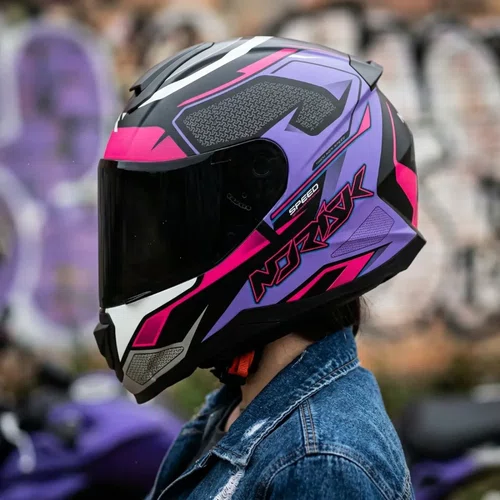 Capacete Fechado Norisk Razor SpeedMax Preto Pink Original
