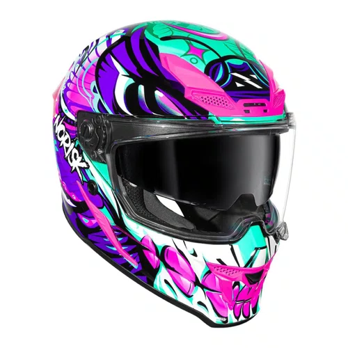 Capacete Fechado Norisk Rock Com Oculos Solar Butterfly Rosa