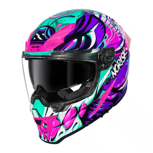 Capacete Fechado Norisk Rock Com Oculos Solar Butterfly Rosa