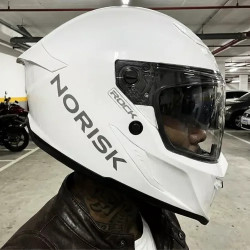 Capacete Fechado Norisk Rock Com Oculos Solar Monocolor Branco