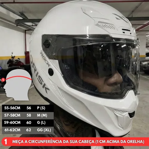 Capacete Fechado Norisk Rock Com Oculos Solar Monocolor Branco