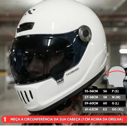 Capacete Fechado Norisk V8 Monocolor Branco