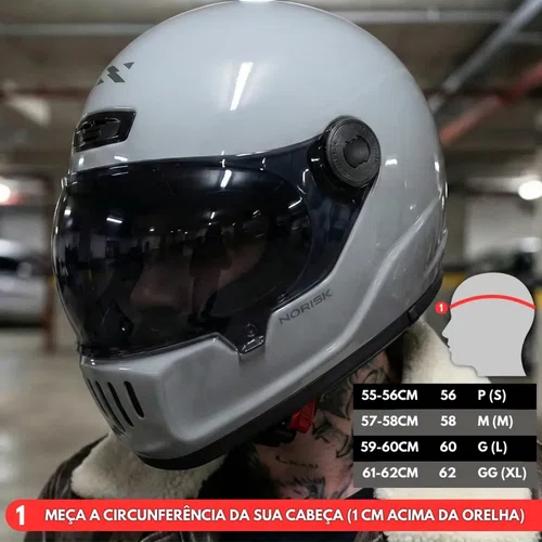 Capacete Fechado Norisk V8 Monocolor Nardo Cinza