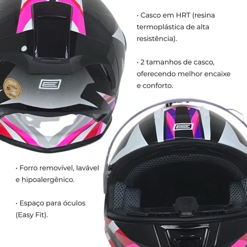 Capacete Fechado Origine Dinamo Foolish Rosa Preto Brilho
