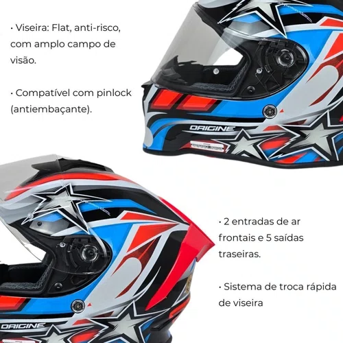 Capacete Fechado Origine Dinamo Star Revolution Vermelho Preto