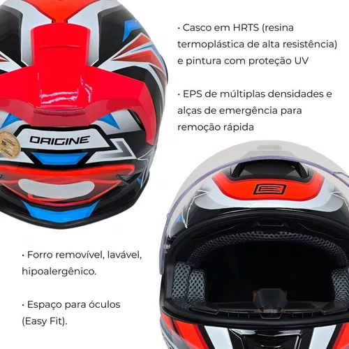 Capacete Fechado Origine Dinamo Star Revolution Vermelho Preto