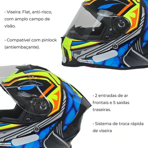 Capacete Fechado Origine Dinamo SZ Lirik Amarelo Azul Brilho
