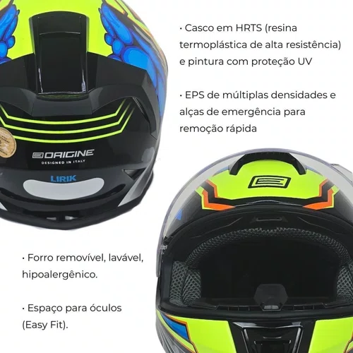 Capacete Fechado Origine Dinamo SZ Lirik Amarelo Azul Brilho