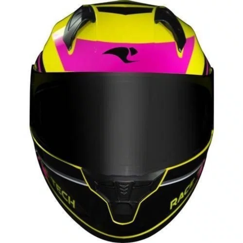 Capacete Fechado Race Tech Sector Exilio HV Amarelo Rosa Neon Preto